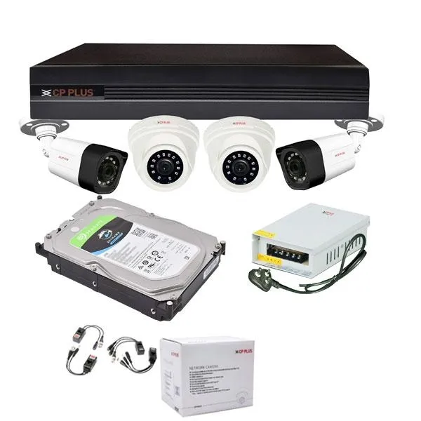 Cp plus 2.4MP Dome and Bullet HD CCTV Camera kit with 4CH DVR and Accessories price in Chennai, tamilnadu, kerala, bangalore