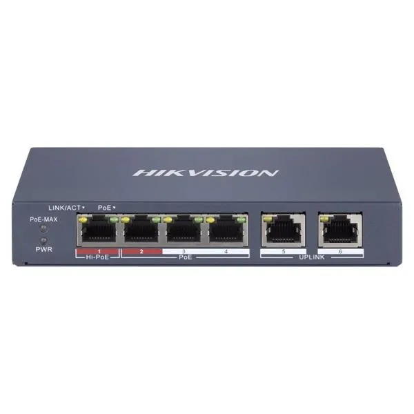 Hikvision DS 3E1106HP EI 4 Port Fast Ethernet Smart POE Switch price in Chennai, tamilnadu, kerala, bangalore