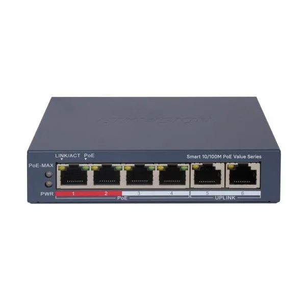 Hikvision DS 3E1106P EI 4 Port Fast Ethernet Smart POE Switch price in Chennai, tamilnadu, kerala, bangalore